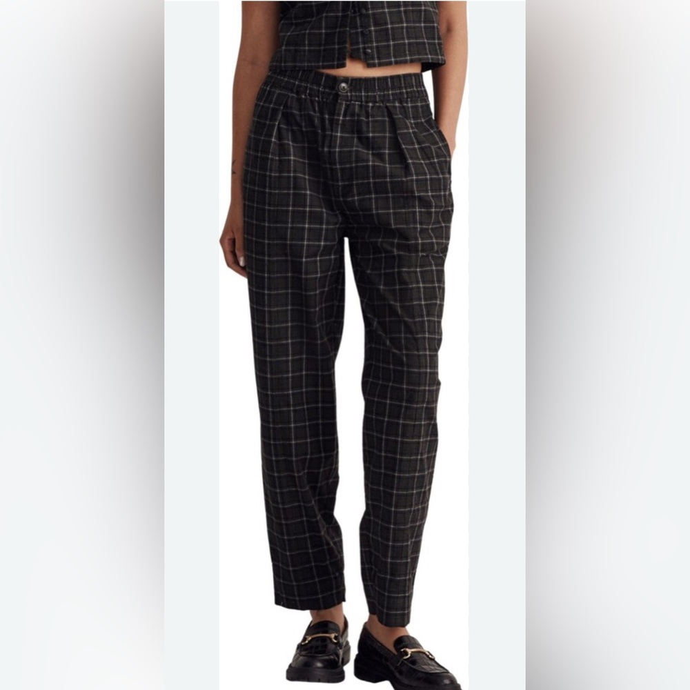 Madewell Huston Pull On Tapered Windowpane Pants Size Large (NWOT)